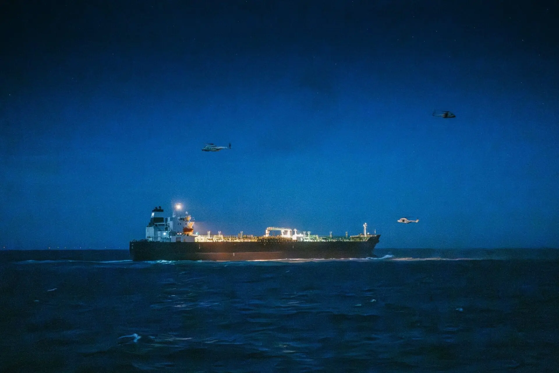 Belgium boarded a sanctioned oil tanker in the North Sea with French Navy NH90 helicopter