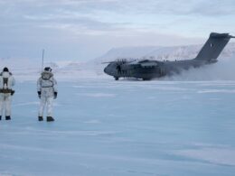 French Air Force A400M lands on Arctic ice in Greenland