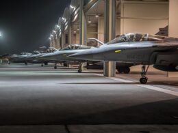 French Rafale jets by night at Al Dhafra air base