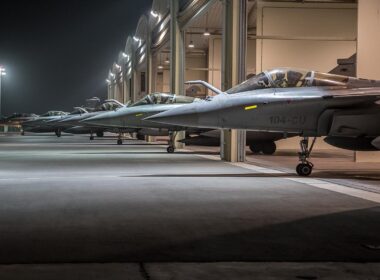 French Rafale jets by night at Al Dhafra air base
