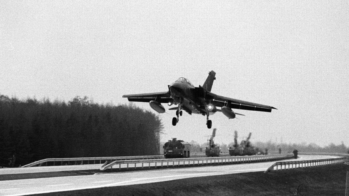Luftwaffe Tornado landing on an autobahn