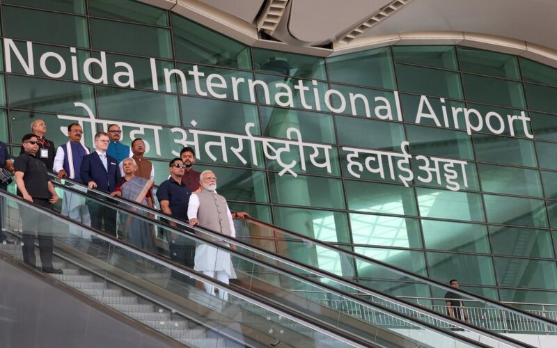 Narendra Modi inaugurating Noida International Airport