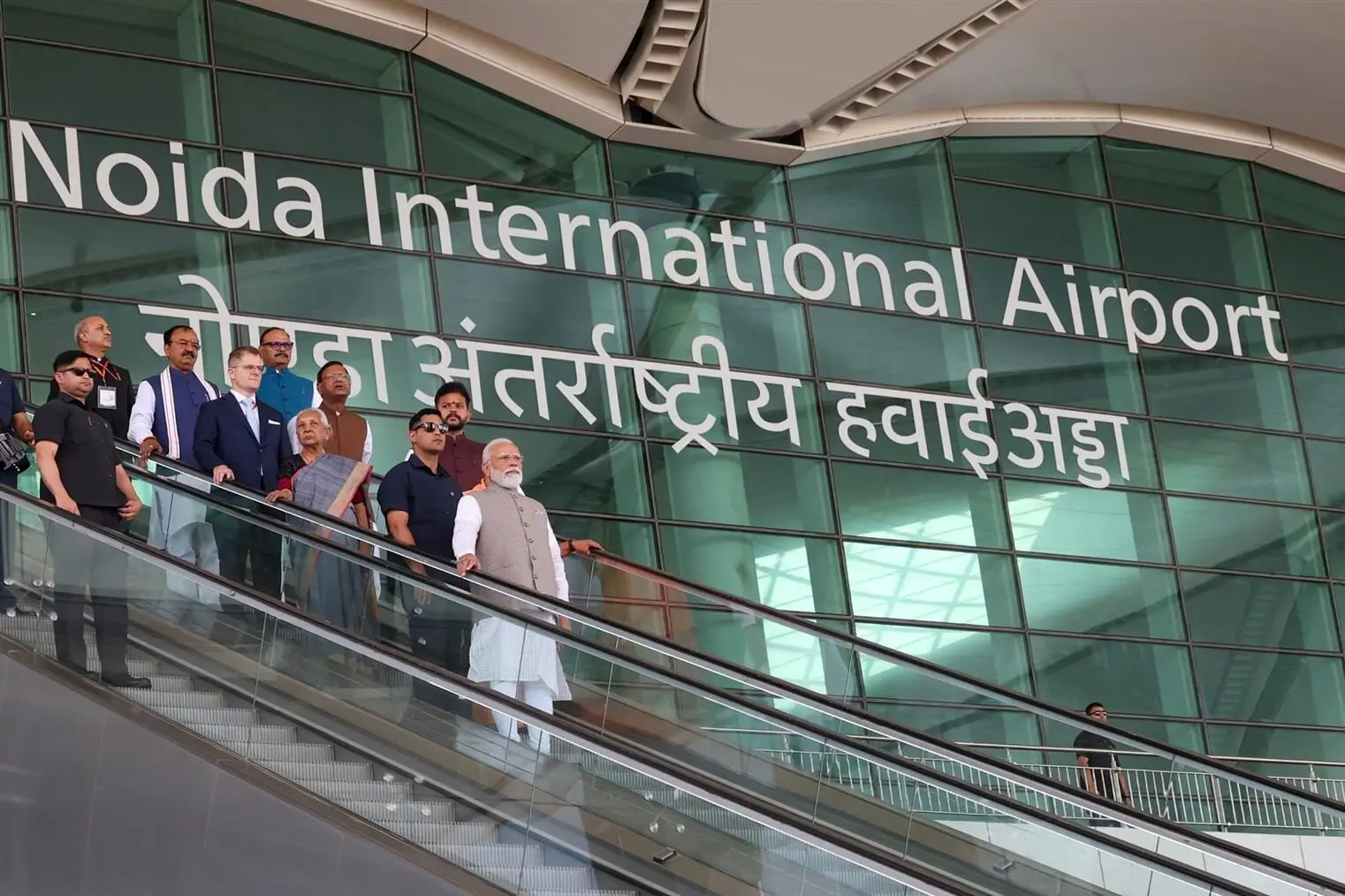 Narendra Modi inaugurating Noida International Airport