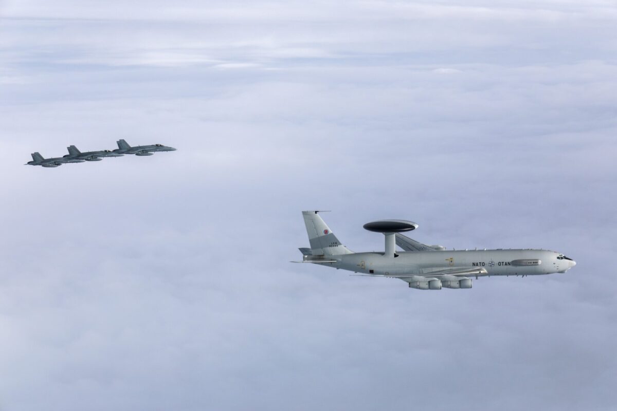 The Finnish Air Force conducted joint flight sorties with a NATO E 3A Sentry AWACS aircraft