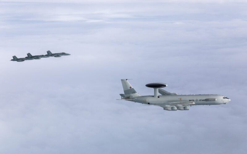 The Finnish Air Force conducted joint flight sorties with a NATO E 3A Sentry AWACS aircraft