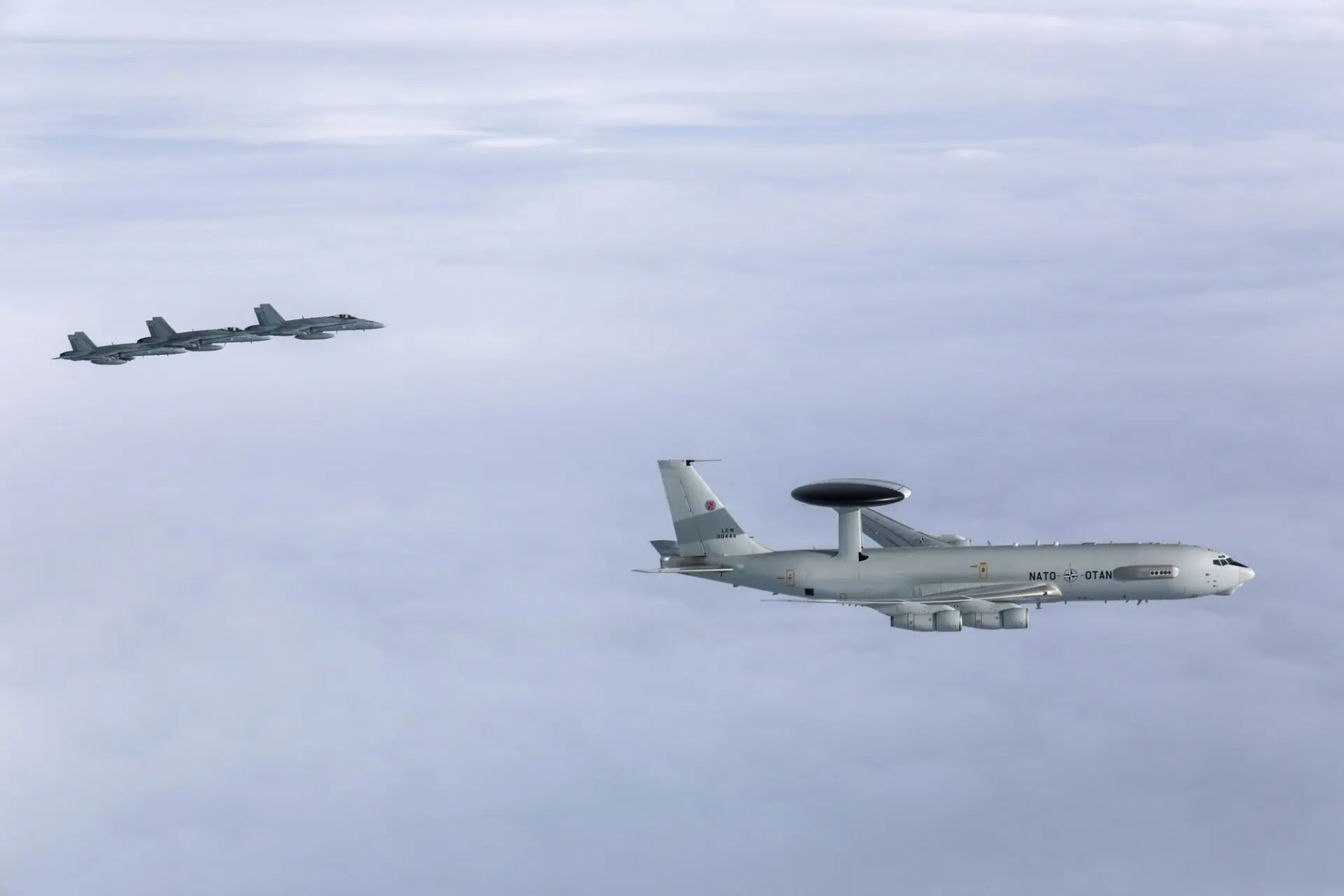 The Finnish Air Force conducted joint flight sorties with a NATO E 3A Sentry AWACS aircraft
