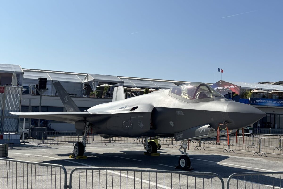 USAF Lockheed Martin F 35 fighter jet at Paris Air Show 2025