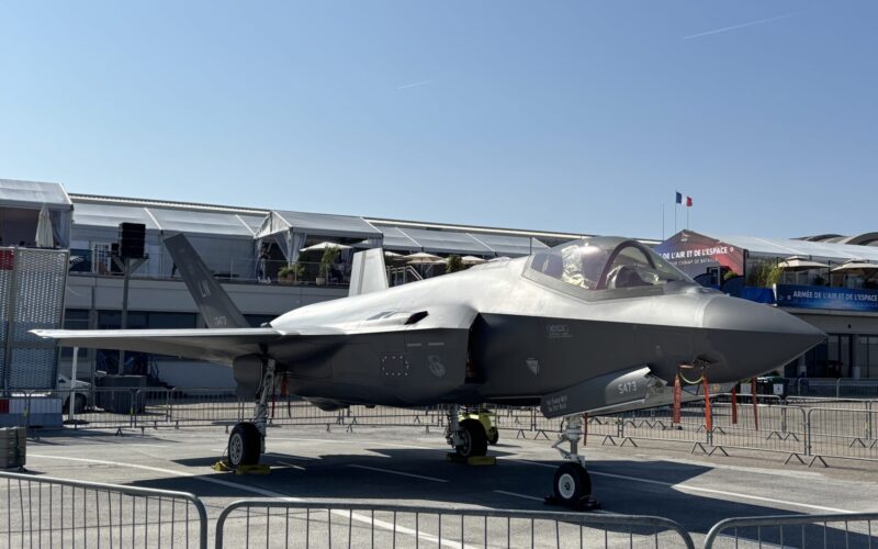 USAF Lockheed Martin F 35 fighter jet at Paris Air Show 2025