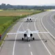 Swiss Air Force Hornet fighters on roadbase