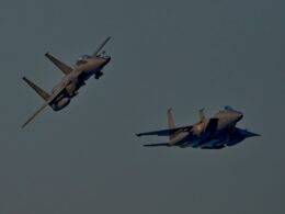 Two ROKAF F 15K fighters flying in formation