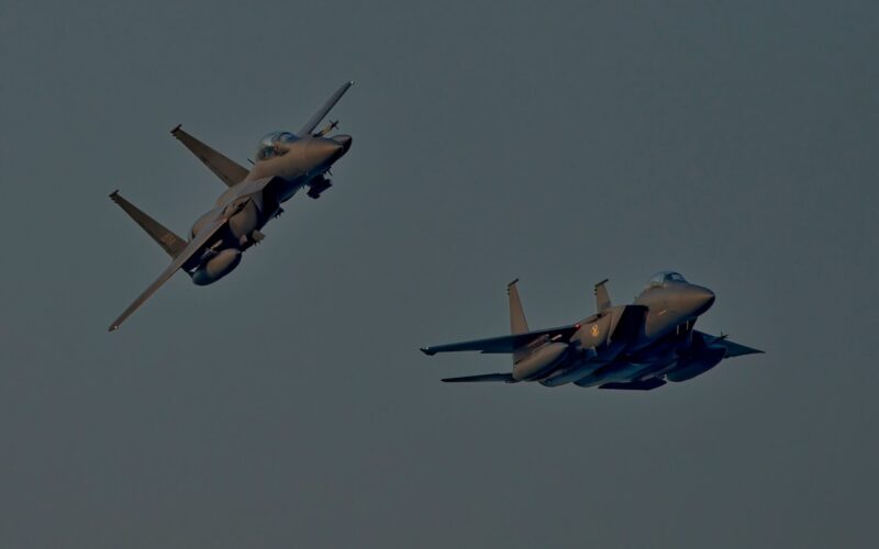 Two ROKAF F 15K fighters flying in formation