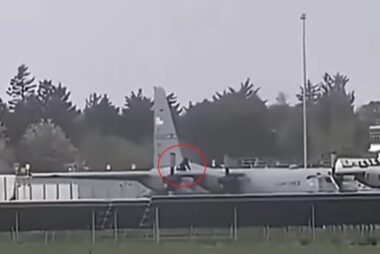 USAF C 130 damaged by intruder at Shannon Airport
