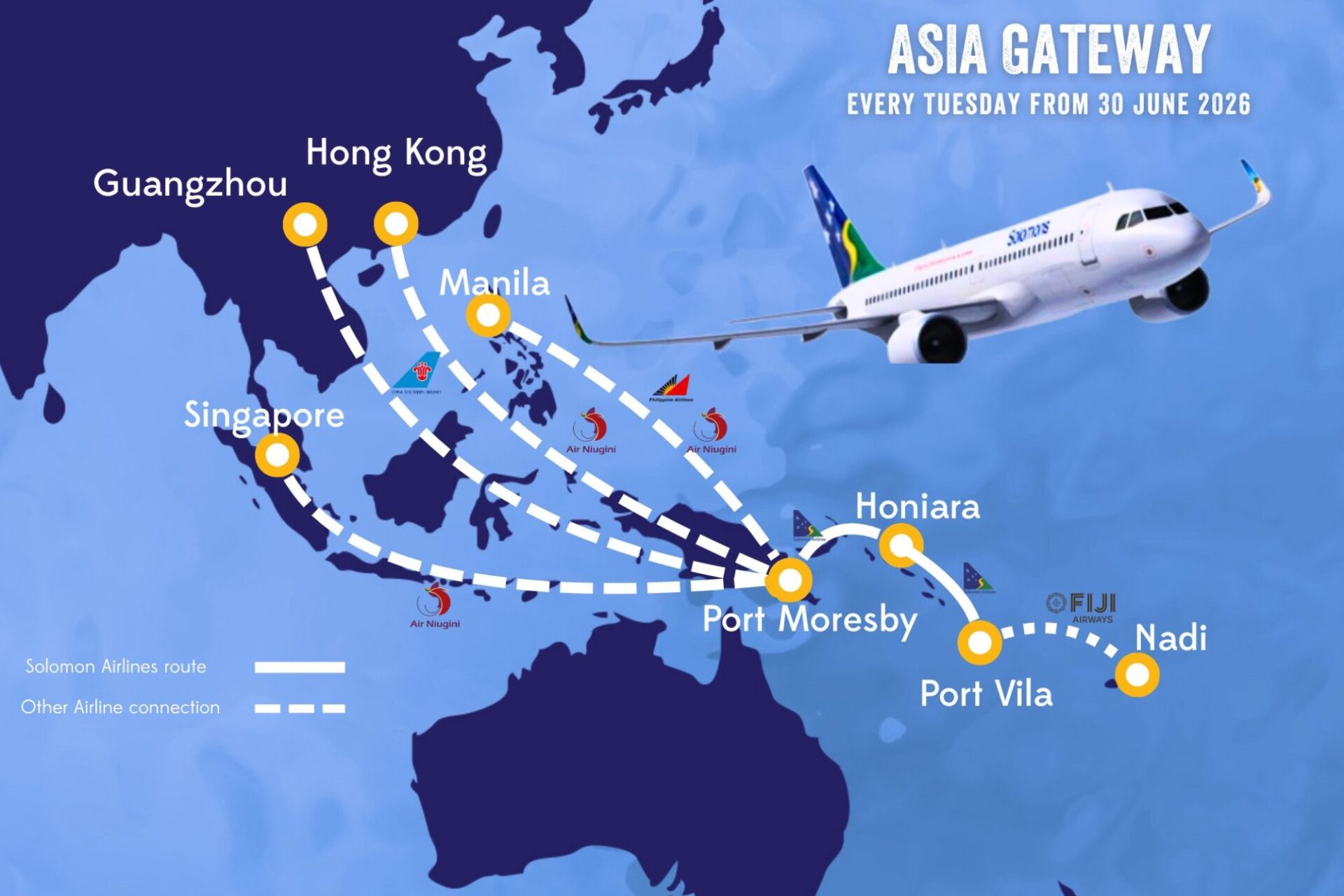 Solomon Airlines strengthens Asia connectivity with new Port Moresby service