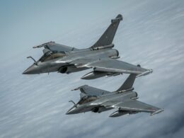 French Air and Space Force Rafale fighter aircraft over Siauliai Air Base Lithuania