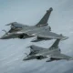 French Air and Space Force Rafale fighter aircraft over Siauliai Air Base Lithuania