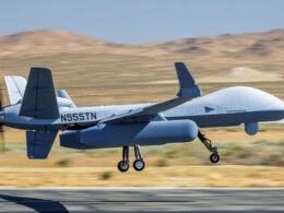 GA ASI MQ 9B with AEW pods first flight