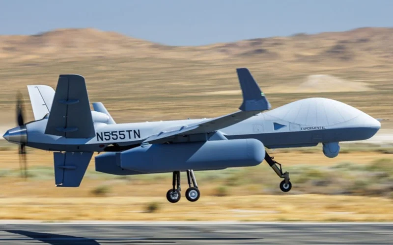 GA ASI MQ 9B with AEW pods first flight