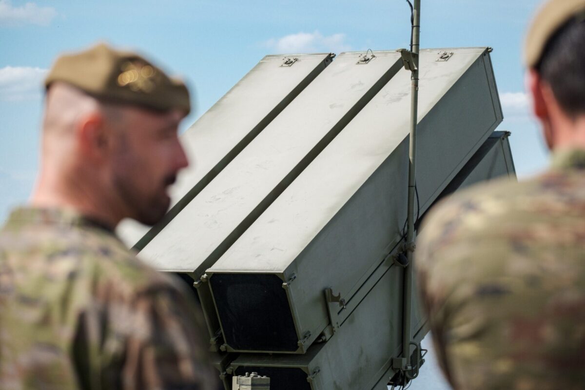 NATO and Latvia Air Force personnel near NASAMS air defense system