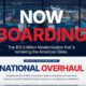 Hero image showing NOW BOARDING over aviation operations monitors promoting a $125B modernization and national overhaul