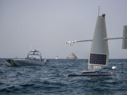 A Saildrone Explorer Devil Ray T 38 unmanned surface vessel