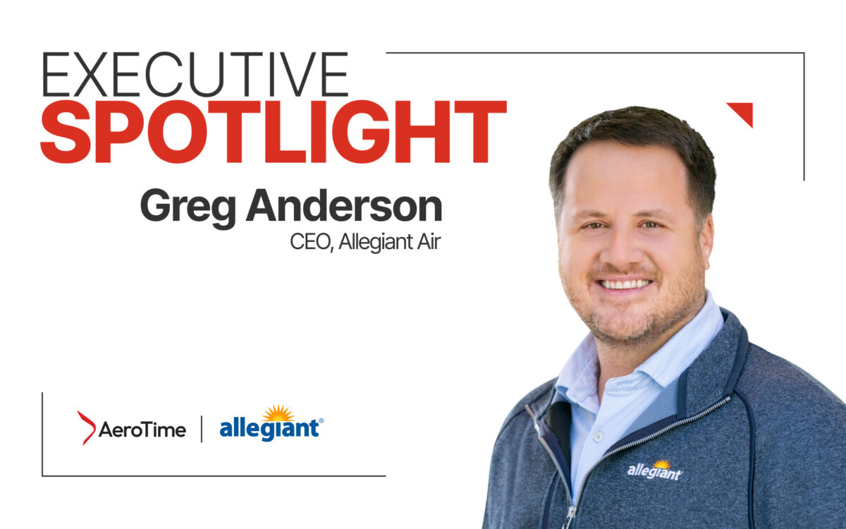 Executive Spotlight Greg Anderson CEO of Allegiant Air shown in a professional portrait with the publications branding