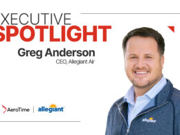 Executive Spotlight Greg Anderson CEO of Allegiant Air shown in a professional portrait with the publications branding