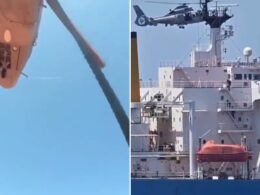 French Navy helicopter boards Russian shadow tanker