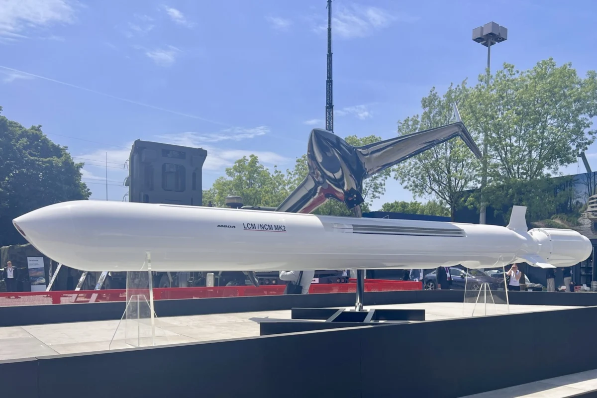 MBDAs LCM NCM Mk2 missile displayed at Eurosatory 2026 with the DELUGE long range teleoperated munition shown above it MBDAs LCM NCM Mk2 missile displayed at Eurosatory 2026 with the DELUGE long range teleoperated munition shown above it