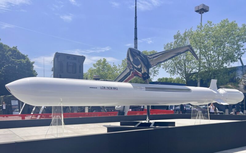 MBDAs LCM NCM Mk2 missile displayed at Eurosatory 2026 with the DELUGE long range teleoperated munition shown above it MBDAs LCM NCM Mk2 missile displayed at Eurosatory 2026 with the DELUGE long range teleoperated munition shown above it