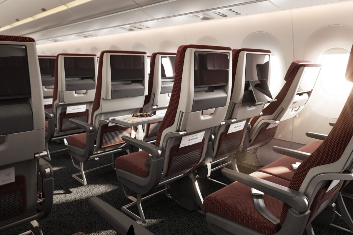 Qantas Airbus A350 1000ULR economy rear Qantas Airbus A350 1000ULR economy rear