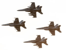 Royal Australian Air Force FA 18F Super Hornets and an EA 18G Growler