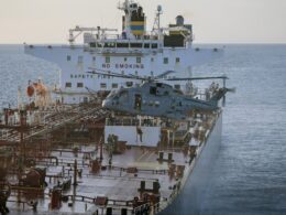 Royal Navy helicopter Russian oil tanker