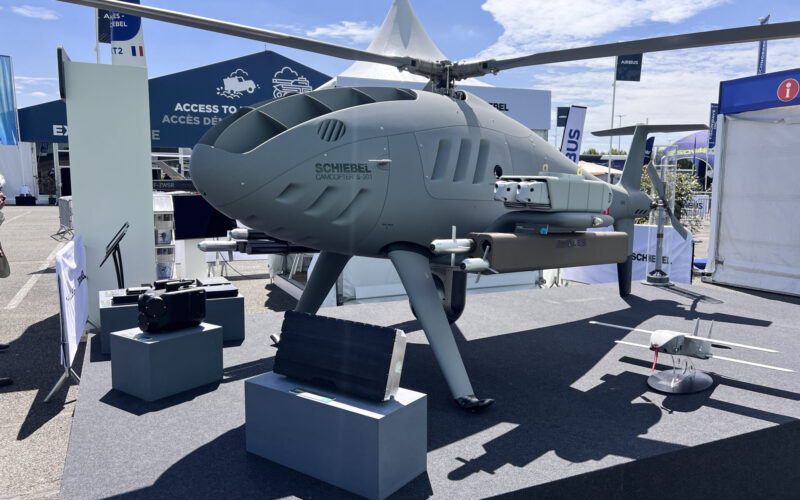 The Schiebel Camcopter S 301 unmanned helicopter displayed at Eurosatory 2026 with Thales sensors payloads and effectors The Schiebel Camcopter S 301 unmanned helicopter displayed at Eurosatory 2026 with Thales sensors payloads and effectors