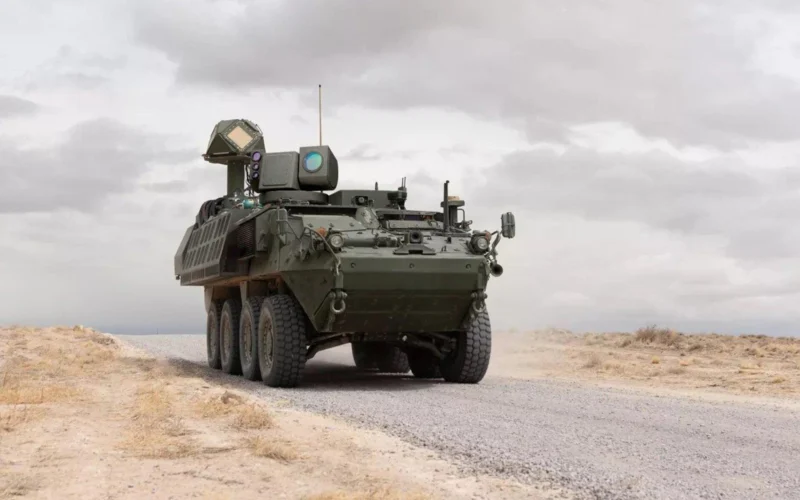 A Stryker mounted directed energy laser system