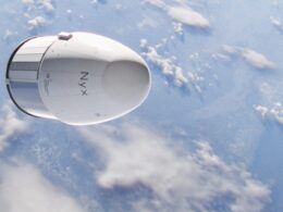 Artists rendering of The Exploration Companys reusable Nyx spacecraft in Earth orbit