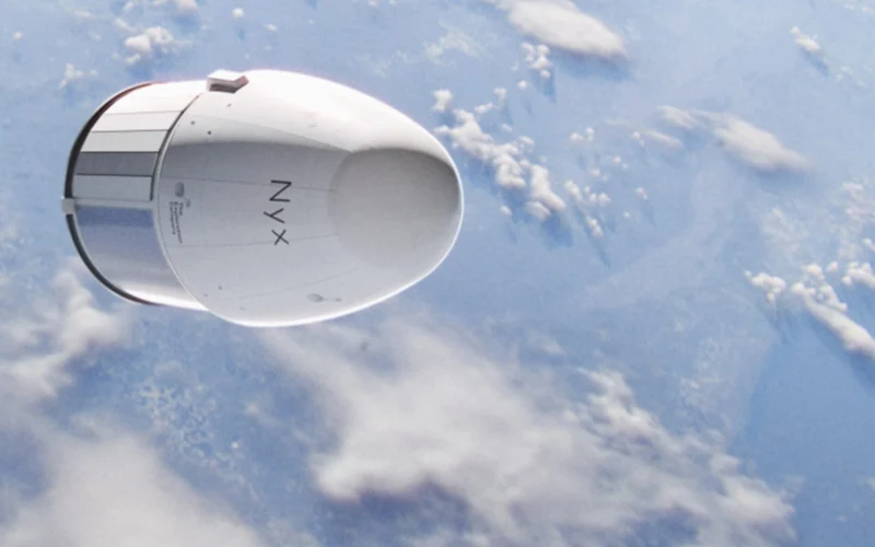 Artists rendering of The Exploration Companys reusable Nyx spacecraft in Earth orbit