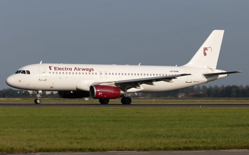 Electra Airways Airbus A320 LZ EAB taxiing on a runway