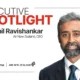 Executive Spotlight banner featuring Nikhil Ravishankar CEO of Air New Zealand with a partial headshot on the right