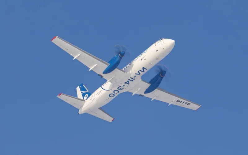 Ilyushin Il 114 300 flew to the Wings India exhibition