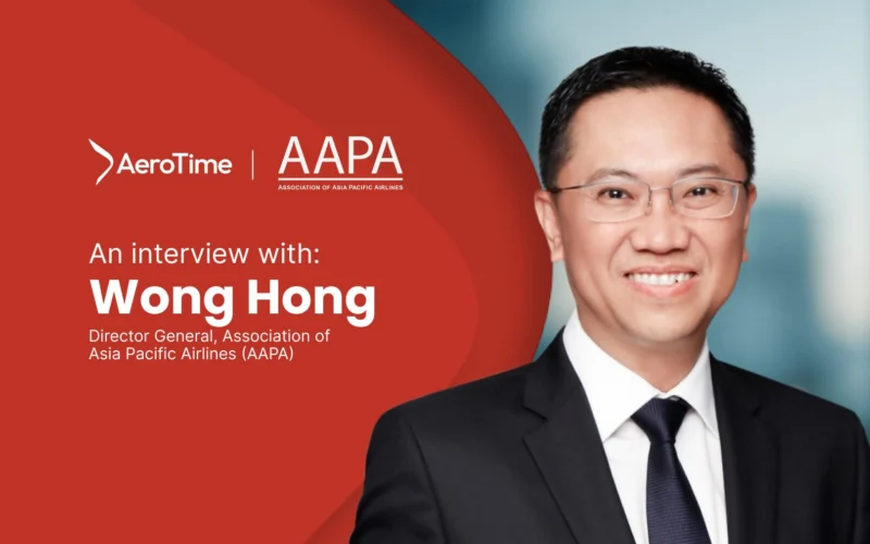 Portrait of Wong Hong Director General of AAPA with the interview title and logos on a red background