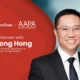 Portrait of Wong Hong Director General of AAPA with the interview title and logos on a red background