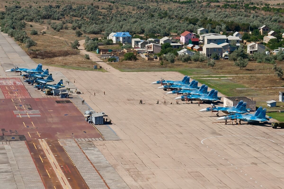 Russian fighters parked in the open at Saki airbase in occupied Crimea Russian fighters parked in the open at Saki airbase in occupied Crimea
