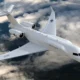 White military jet with South Korean markings in flight above clouds viewed from above