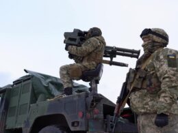 Ukrainian Army Stinger mounted on an M1113 HMMWV