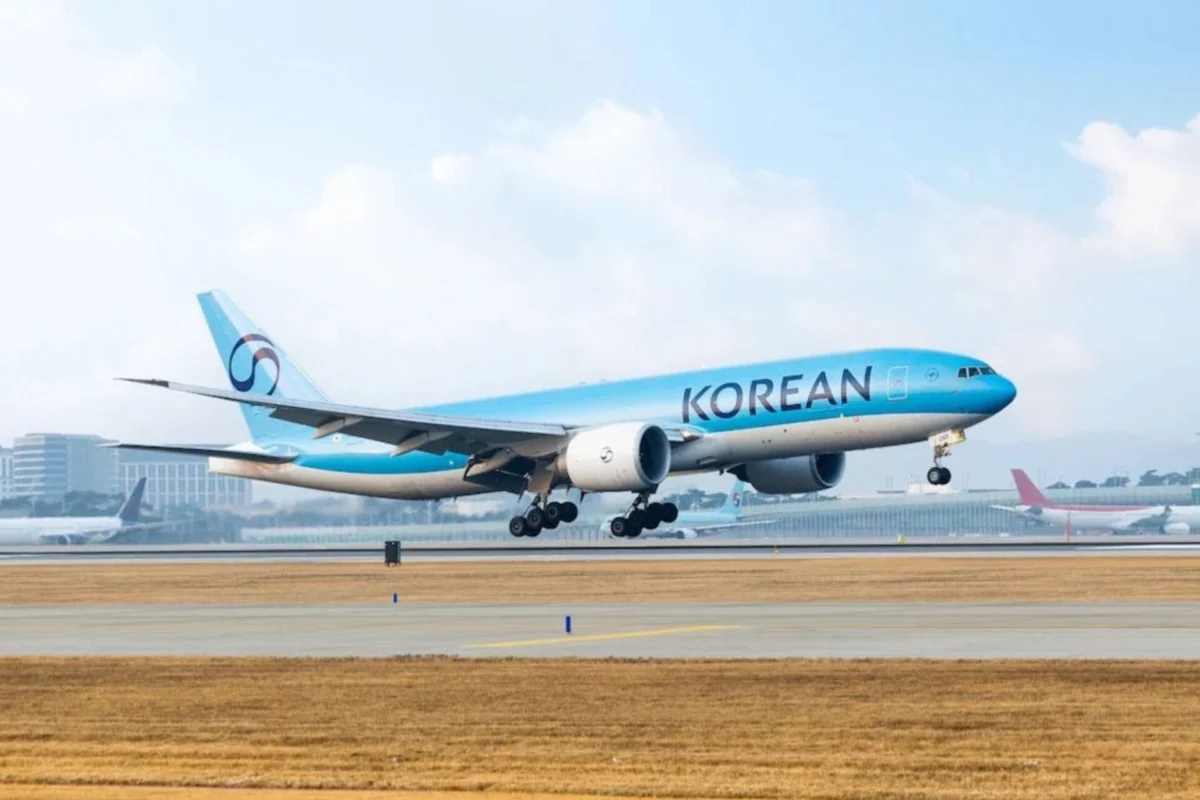 Korean Air joins pact against illegal wildlife trafficking Korean Air jet lifting off from a runway with blue livery and tail logo visible against a clear sky airport in the background