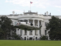Marine Helicopter Squadron One HMX 1 runs test flights of the new VH 92A over the south lawn of the White House