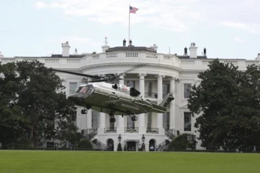 Marine Helicopter Squadron One HMX 1 runs test flights of the new VH 92A over the south lawn of the White House