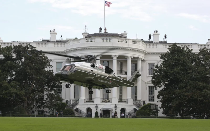 Marine Helicopter Squadron One HMX 1 runs test flights of the new VH 92A over the south lawn of the White House