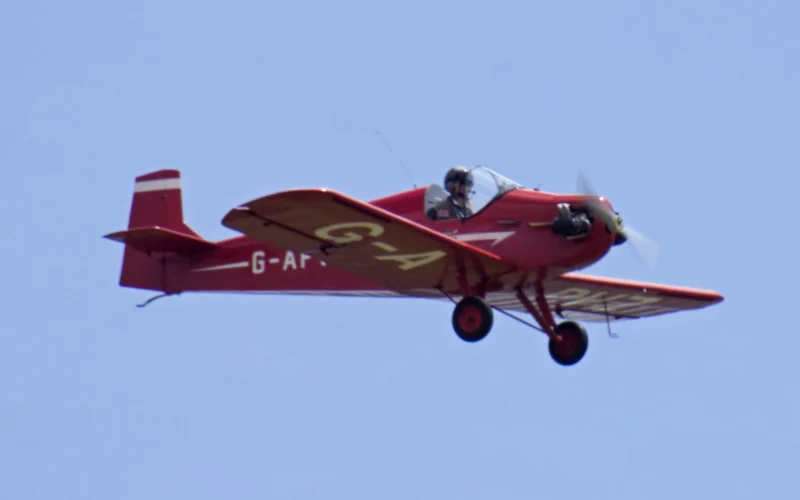 A Druine D31 Turbulent performs at the Cosford Air Show in June 2009