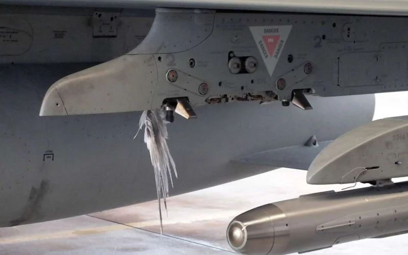 A German Air Force Eurofighter at Nörvenich Air Base following a bird strike